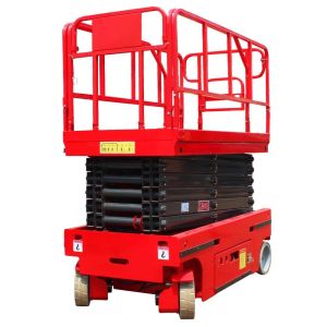 China 10M Indoor Outdoor Electric Control Scissor Lift Platform With Remote And Manual Control on sale