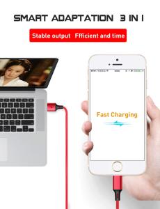 Wholesale Applicable Apple iPhone Android Type-C 1 for 3 USB data Tiger pattern weaving 3A mobile phone charging line from china suppliers