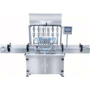 Inline 4 Nozzles Liquid Filling Machine Automatic Overflow Liquid Bottle Filler