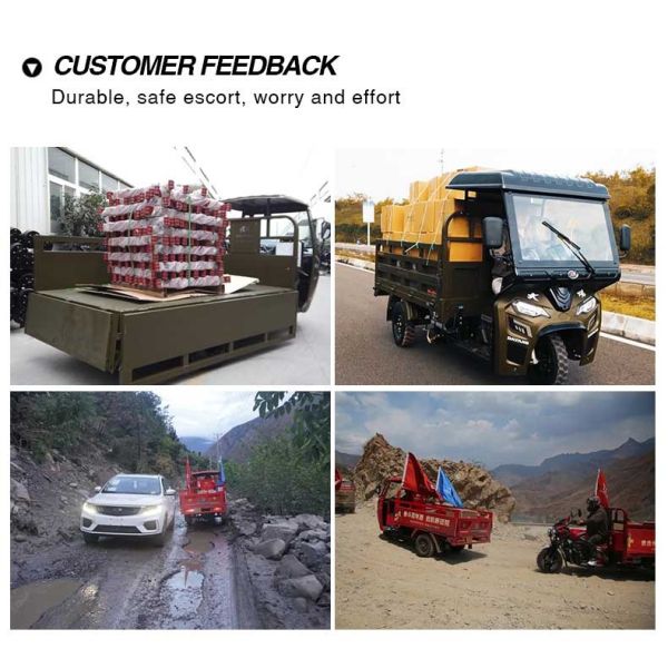 Front/Rear Tire 5.0-12 Motor Tricycles with Front Drum Rear Drum Brake System Directly