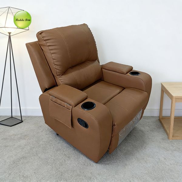 Multi-position Adjustable Backrest Recliner Sofa with Built-In Cup Holders and Ergonomic Full-Body Support