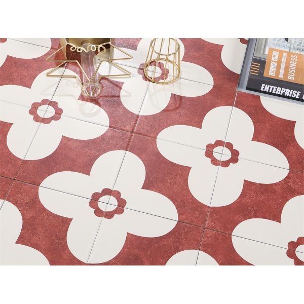 Red 20x20cm Ceramic Rustic Tile Indoor Floor Wall