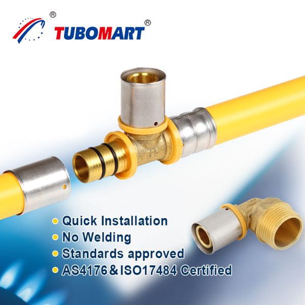 Quality Tubomart Gas Supply PEX Al PEX Pipe Composite Laser Plumbing Materials Yellow Customized Per Roll PEX Gas Pipe for sale