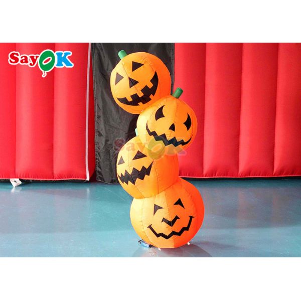 PVC Inflatable Halloween Decoration 4.9ft Pumpkin Shape LED Blown Up Model