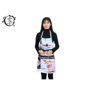 Polyester Digital Printed Houseware Items Canvas Kitchen Apron With Pockets