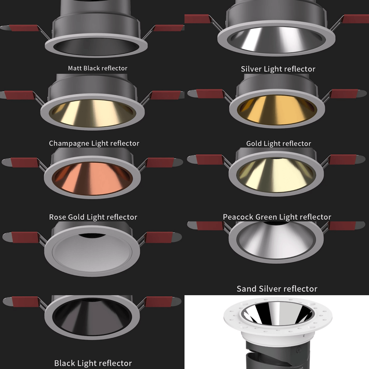 LED Ceiling Grill Down Light Aluminum Housing Concealed Spotlight Interior Lighting OEM 5W 10W 18W 2inch 3inch 4inch
