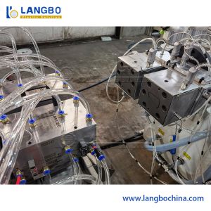 China 55/110 Conical Twin Screw Extruder PVC Profile Extrusion Line for 1180mm Cable Trunking with 22KW Motor Power on sale