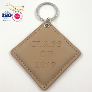 Personalized Leather Key Chain Brass Custom Soft Enamel Nickel Plated