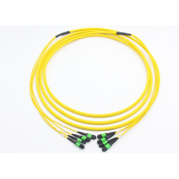 MPO Trunk Cable Breakout 48F MPO Female 9 / 125μm With Yellow LSZH Jacket