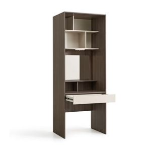 Master Bedroom White Solid Wood Wardrobe with Dressing Table in Lacquered Finish