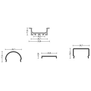 PMMA Cover Aluminum LED Extrusions Sandblasting With PC Diffuser
