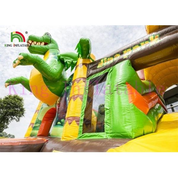 Dinosaur Theme PVC Blow Up Bouncy Castle With Slide Jungle Adventure For Kids