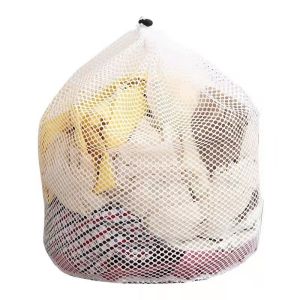Drawstring Binding Mesh Laundry Bag Polyester Material 50cm×60cm