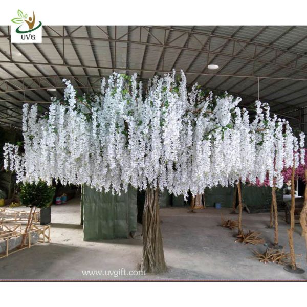 Quality UVG 4m large artificial decorative tree with wisteria blossom for home garden decoration for sale