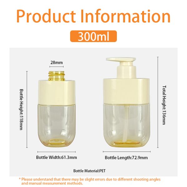 300ml Custom Color Square Shape PET Lotion Bottle With Pump For Hand Washing