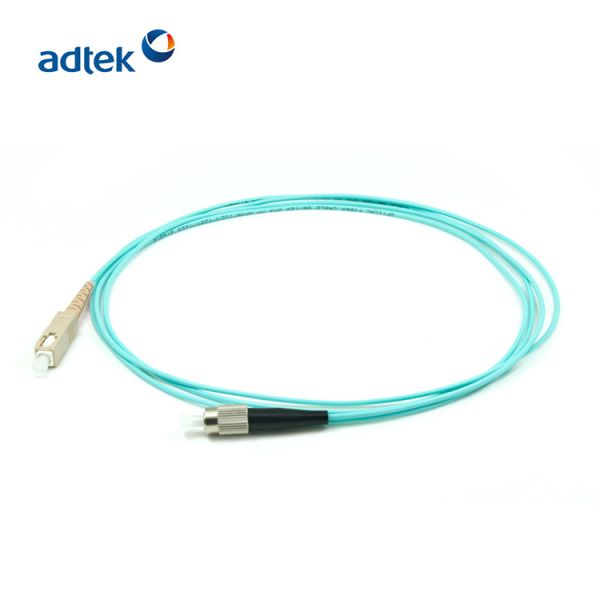 SC-FC/UPC Simplex 2.0mm OM3 Fiber Optic Cable LSZH Aqua Multimode OEM / ODM