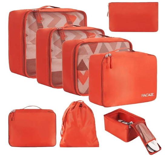 BAGAIL 8 Set Packing Cubes Luggage Packing Organizers for Travel Accessories-Cream