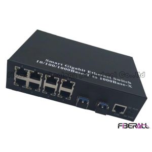Smart 10 Port Gigabit Ethernet Switch For Ethernet Ring Network With 8 RJ45
