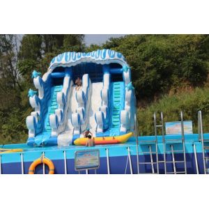 Metal Pool Inflatable Amusement Park , Outside Water Parks Lake Side Installed
