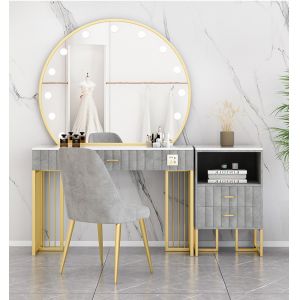Nordic Standing Hollywood Mirror And Desk Dressing Table With Drawers