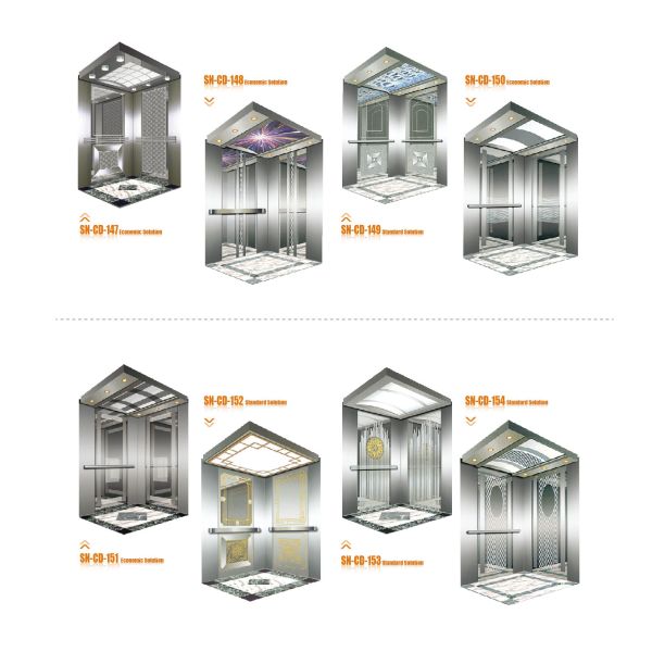 Stainless Steel Home Passenger Elevator Cabin With Mirror Etching Design