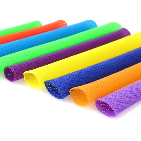 Heavy Duty PET Expandable Braided Sleeving Multi Colors Light Weight UV Resistant
