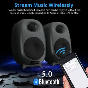 Black Bluetooth Bookshelf Speakers Romote Control CE FCC Certification