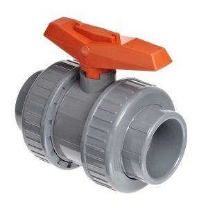 +GF+ 375 Series PVC-U/FPM Manual Ball Valve - JIS d50 | Double Union Solvent