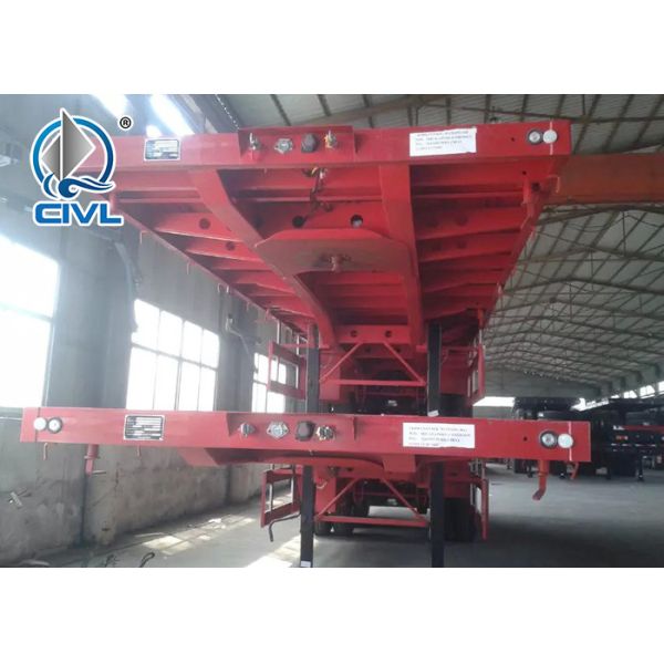 3 Axle Flatbed Semi Trailer With 28T Single Speed Leg And Guangdong Fuwa Brand Axles Demission Is 12400X2450X1280mm