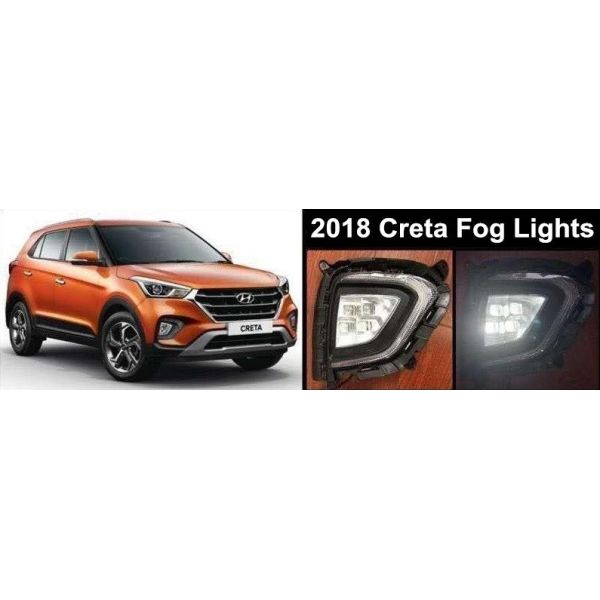 Hyundai Creta 2018 2019 LED Fog Lamps , Daytime Running Lights with Yellow Turn Signal
