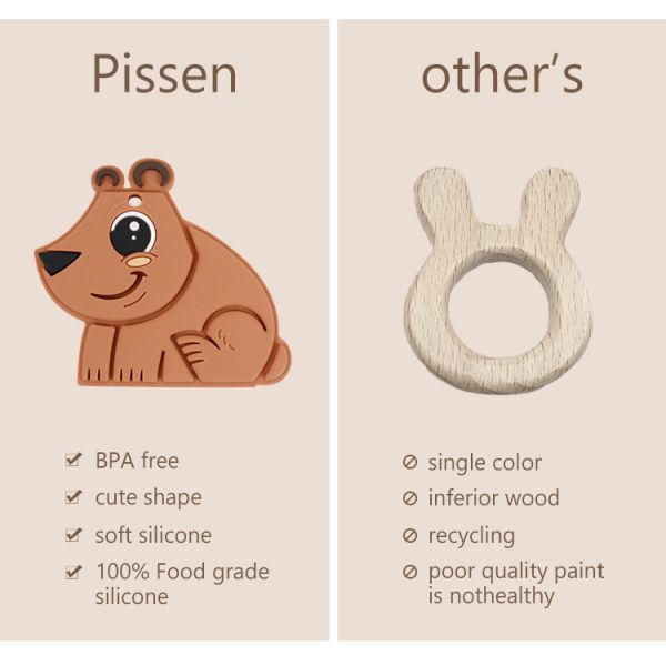 Bear Food Grade Silicone Baby Teether BPA Free Eco Friendly