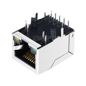 LPJG4801BBNL 100/1000 Base-T Tab Down Green/Yellow Led 1 Port RJ45 Pcb Mount