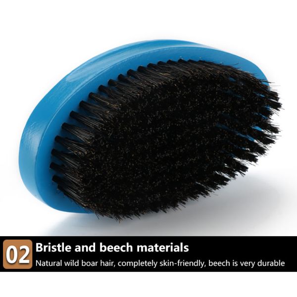 Abeis Blue Wave Brush Soft Medium Boar Bristle For Hair Beard Mustache Grooming