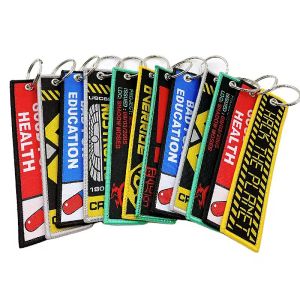 Customized Blank Printing Alphabet Letter Double Sided Key Chains Woven