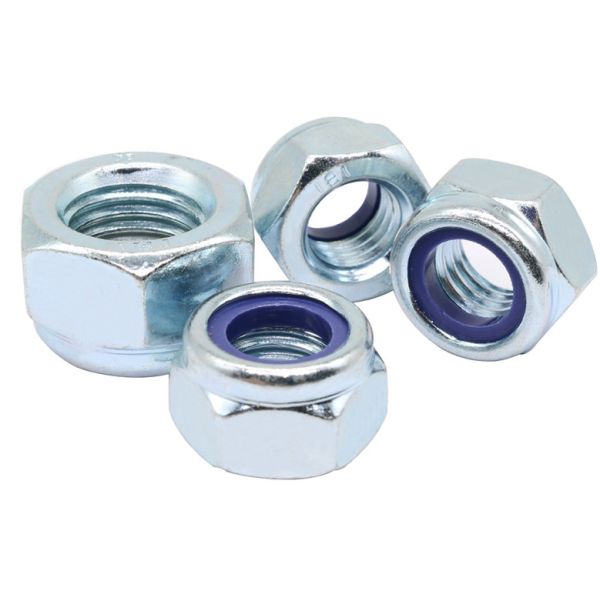 Factory Supply DIN985 Zinc Plated Steel Blue Nylon-Inserts Locknuts