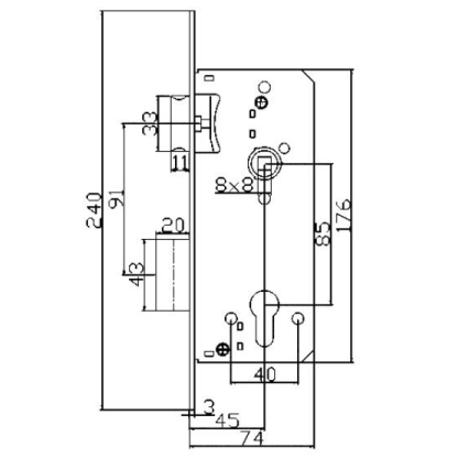 9034 High Security Door Locks Iron Flat Door Lockbody For All Doors