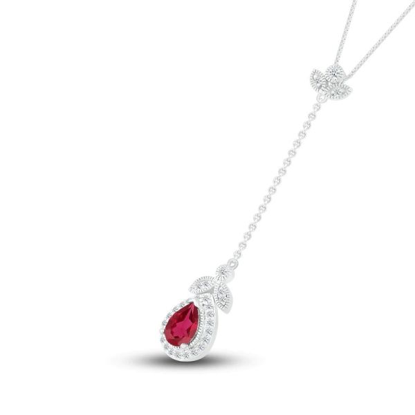 Quality Lab-Created Sapphire & Lab-Created Ruby Necklace Sterling Silver for sale