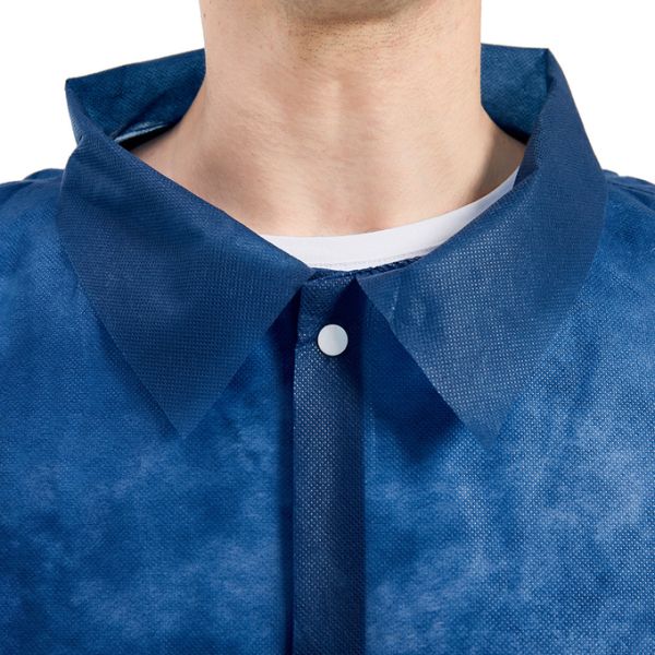 Customized Disposable Lab Coat Navy Blue PP SMS OEM Approved With Button