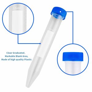 Conical Centrifuge Tubes 15mL, Sterile Plastic Test Tubes With Screw Caps,