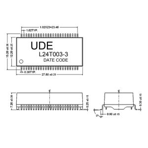 UDE L24T003-3 1000 Base - T Dual Port Lan Filter Magnetic Transformer PoE 30 /