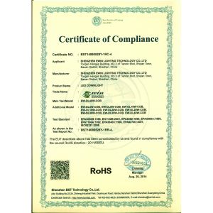 Shenzhen Ewin Lighting Technology CO., Limited Certifications