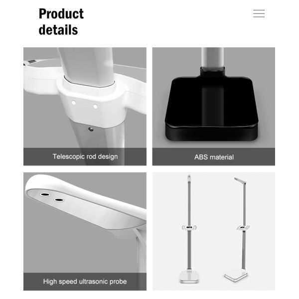 Ultrasonic Human Body Fat 200kg Digital Height And Weight Machine