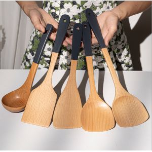 Custom Teak Wooden Kitchen Utensil Set Kitchenware Tool Food Grade