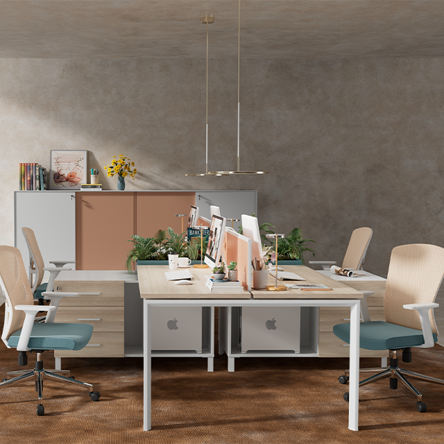 Staff office desk and chair set, employee workstation table and booth, financial