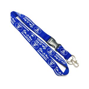 White Print Custom Polyester Lanyards One Side Safety Buckle Metal Hook Key Ring