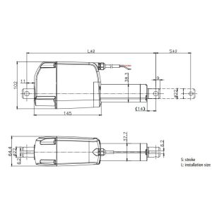 Waterproof Electric Cylinder DC Motor 2500N Force Low Noise 45dB 12V 24V