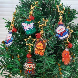 Customized Christmas Keychain with Metal Ring and Transparent Snowman Print