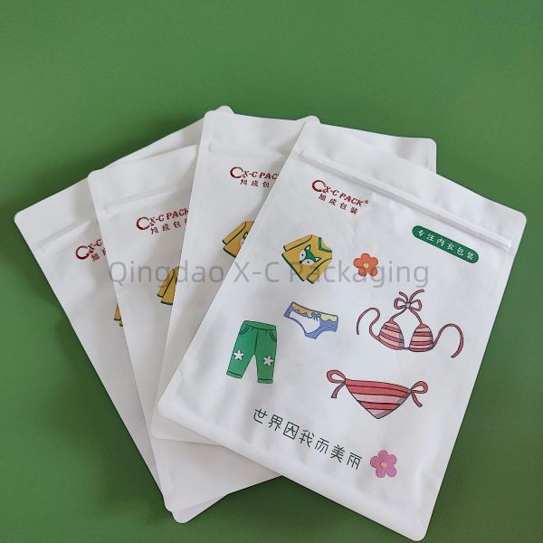 Rectangular Cotton Paper Bag Packaging With Ziplock 10 Colors Custom Printed
