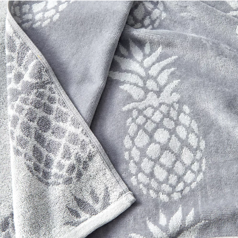 Ultra-Soft Cotton Velour Beach Towel with Quick-Dry Looped Backing and Modern