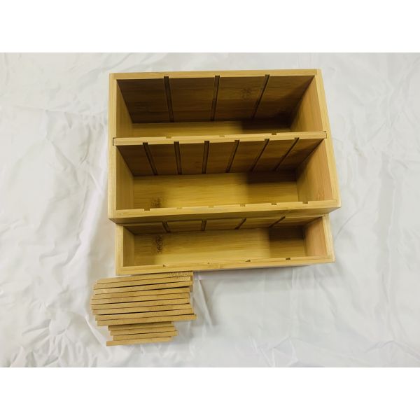 Pull Partition Bamboo Cosmetic Containers Wooden Makeup Box